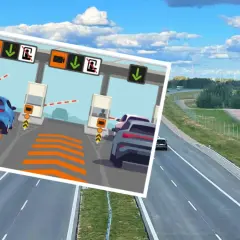 Ilustracja pokazuje bramki poboru opłat na autostradzie. Czy autostrada Konin Warszawa jest płatna? Tak, wygląda na to, że tak.