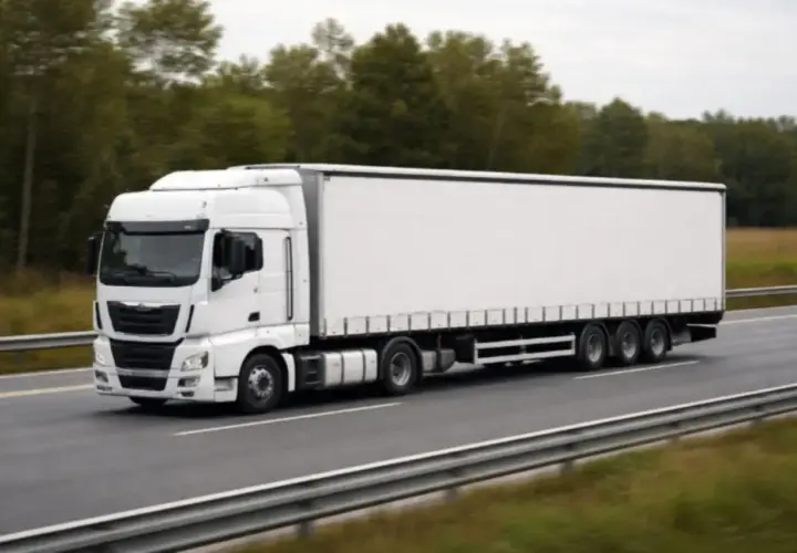 Biały tir z naczepą jedzie autostradą. Zastanawiasz się, ile waży tir z ładunkiem?
