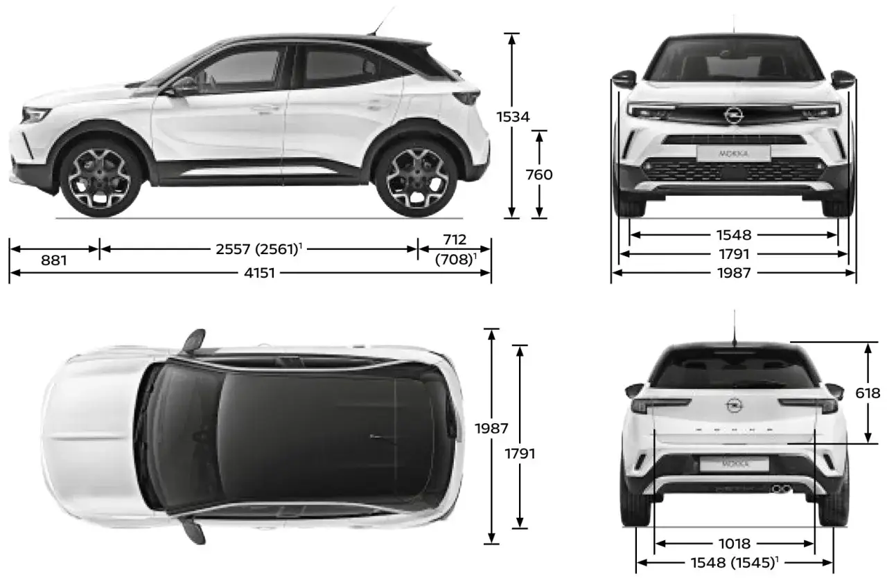 Opel Mokka B wymiary zewnętrzne